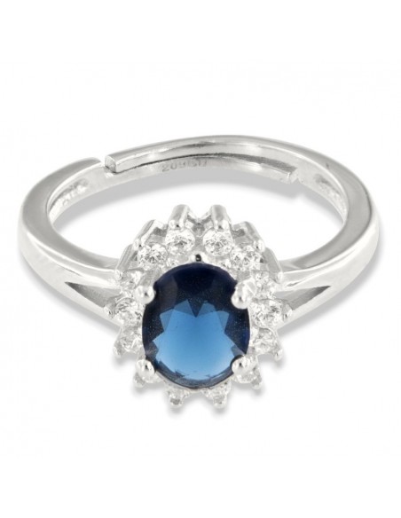Anello Argento Rodiato Principessa Blu 8x6MM [6223bc88]