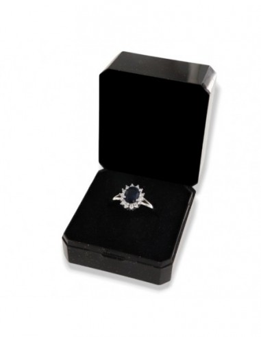 Anello Argento Rodiato Principessa Blu 8x6MM [d53e7d8c]