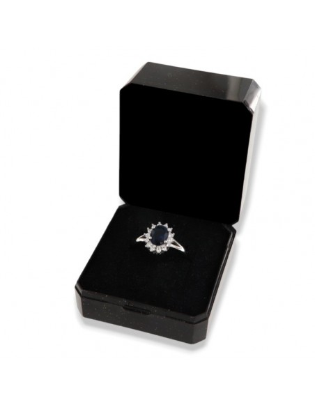 Anello Argento Rodiato Principessa Blu 8x6MM [d53e7d8c]