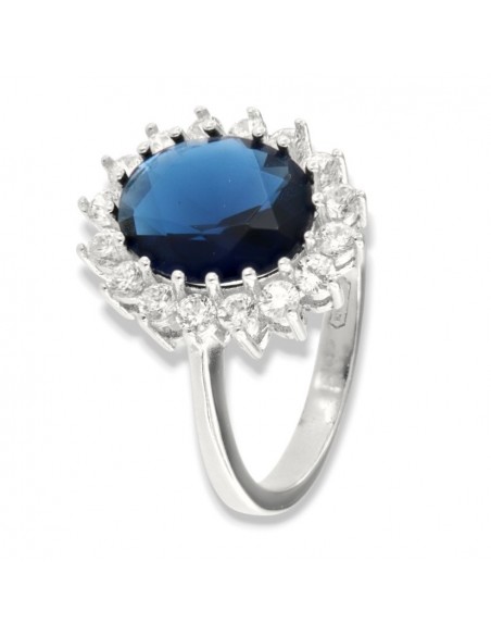Anello Argento Rodiato Principessa Blu 10x8MM [36dd26fb]