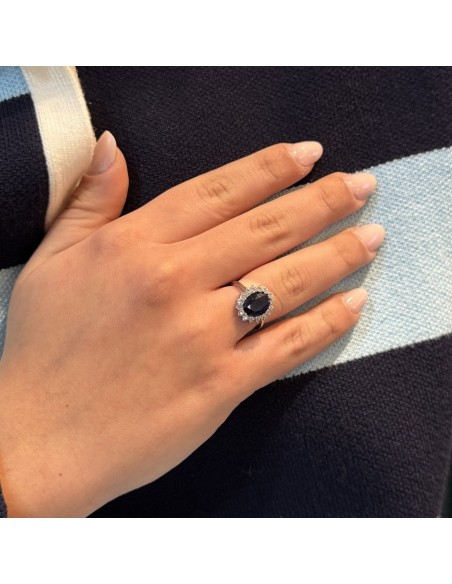 Anello Argento Rodiato Principessa Blu 10x8MM [39f9609a]