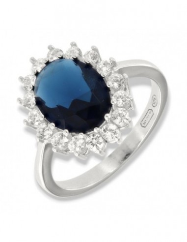 Anello Argento Rodiato Principessa Blu 10x8MM [8ee4a19e]