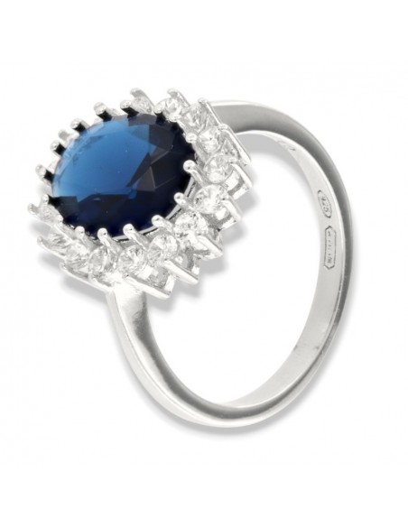 Anello Argento Rodiato Principessa Blu 10x8MM [8bb4e680]