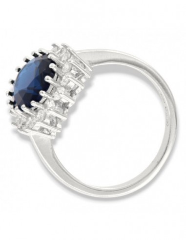 Anello Argento Rodiato Principessa Blu 10x8MM [3ca92784]