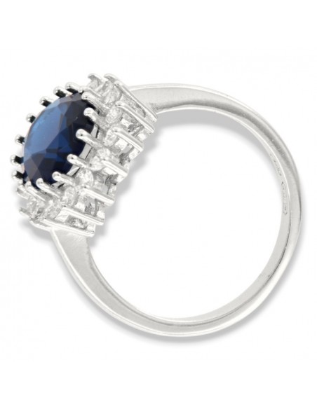 Anello Argento Rodiato Principessa Blu 10x8MM [3ca92784]