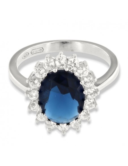 Anello Argento Rodiato Principessa Blu 10x8MM [e58f6489]
