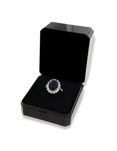 Anello Argento Rodiato Principessa Blu 10x8MM [5292a58d]