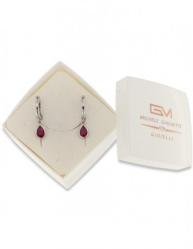 Orecchini Argento Rodiato Cerchi Goccia Fucsia [da47820b]