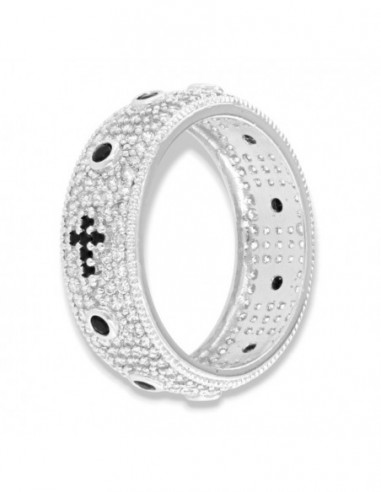 Anello Argento Rodiato Rosario Zirconi Bianchi [05981359]