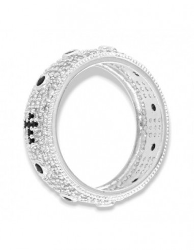 Anello Argento Rodiato Rosario Zirconi Bianchi [c1c2ff04]