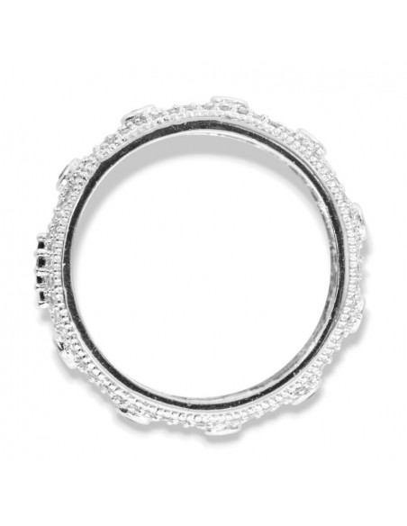 Anello Argento Rodiato Rosario Zirconi Bianchi [76df3e00]