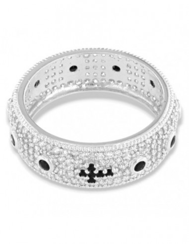 Anello Argento Rodiato Rosario Zirconi Bianchi [aff97d0d]