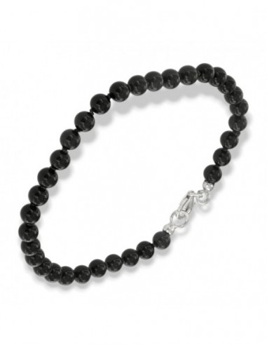 Bracciale Onice Nera 5MM Chiusura Argento Rodiato [c2df5e49]