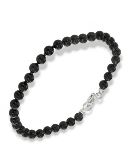 Bracciale Onice Nera 5MM Chiusura Argento Rodiato [c2df5e49]