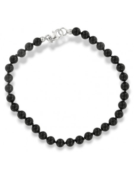Bracciale Onice Nera 5MM Chiusura Argento Rodiato [c1b2e352]