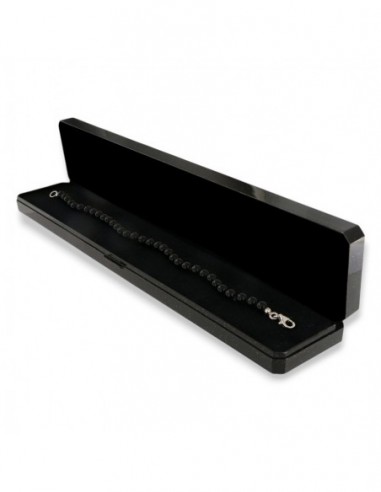 Bracciale Onice Nera 5MM Chiusura Argento Rodiato [1894a05f]