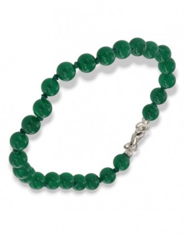 Bracciale Perle Agata Verde Chiusura Argento Rodiato [1bf91d44]