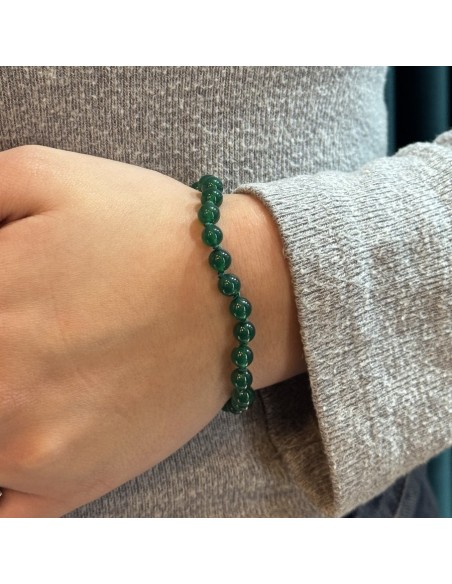 Bracciale Perle Agata Verde Chiusura Argento Rodiato [4d17cd4e]