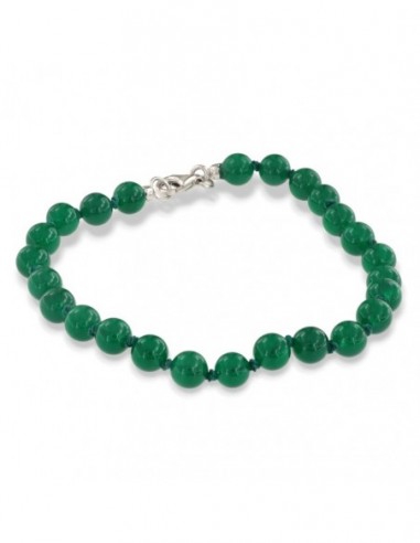 Bracciale Perle Agata Verde Chiusura Argento Rodiato [ff5a4b54]