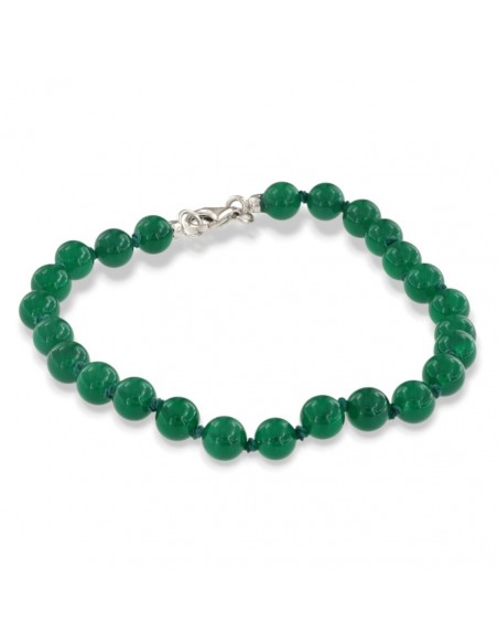 Bracciale Perle Agata Verde Chiusura Argento Rodiato [ff5a4b54]