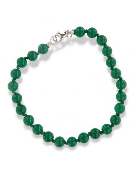 Bracciale Perle Agata Verde Chiusura Argento Rodiato [48478a50]