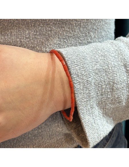 Bracciale Corallo Chiusura Argento Rodiato [cabb154f]