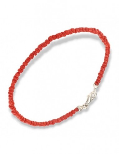 Bracciale Corallo Chiusura Argento Rodiato [a9b49b5e]
