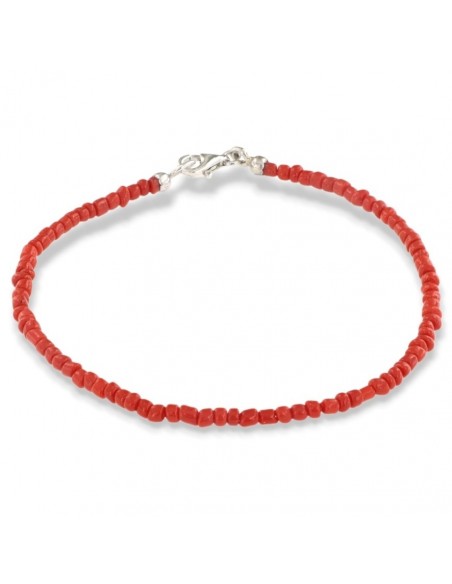 Bracciale Corallo Chiusura Argento Rodiato [edb19850]