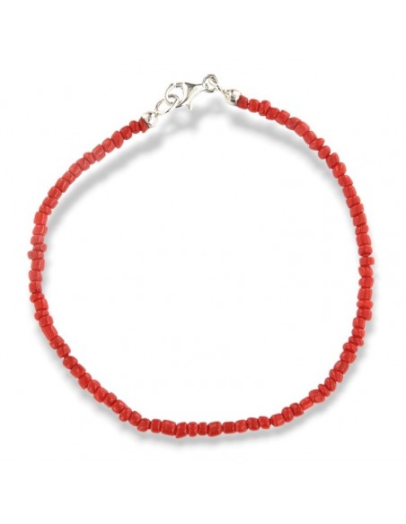 Bracciale Corallo Chiusura Argento Rodiato [5aac5954]