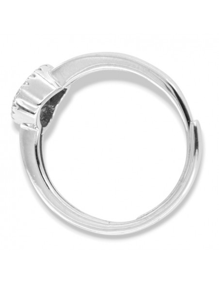 Anello Argento Rodiato Cuore Rosso Zirconi Bianchi [ff2a5702]