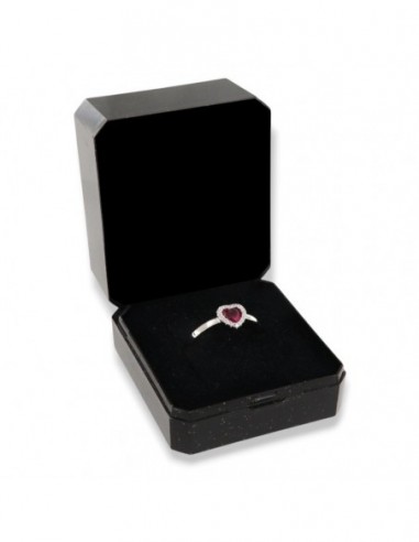 Anello Argento Rodiato Cuore Rosso Zirconi Bianchi [9111d50b]