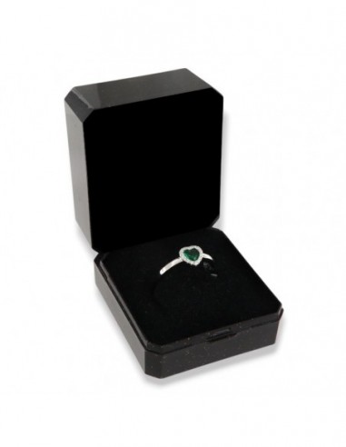 Anello Argento Rodiato Cuore Verde Zirconi Bianchi [b41c9540]