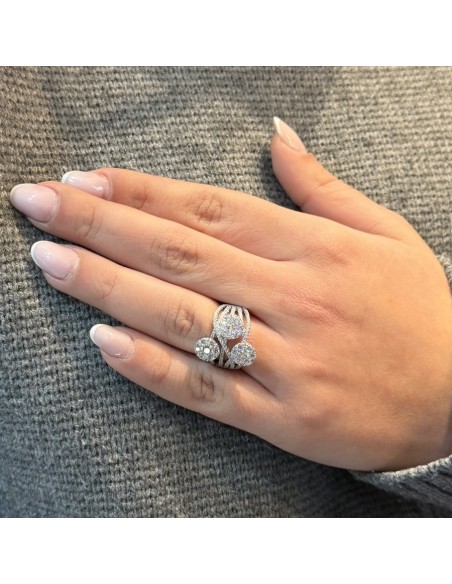 Anello Argento Rodiato Fascia Zirconi Bianchi [6f3d1b19]