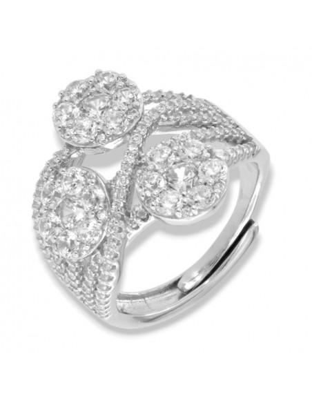 Anello Argento Rodiato Fascia Zirconi Bianchi [d820da1d]