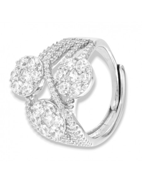 Anello Argento Rodiato Fascia Zirconi Bianchi [dd709d03]