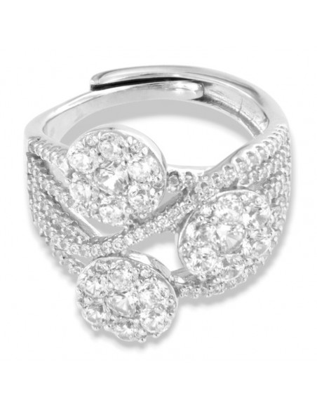 Anello Argento Rodiato Fascia Zirconi Bianchi [b34b1f0a]
