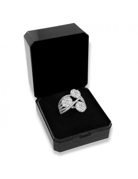 Anello Argento Rodiato Fascia Zirconi Bianchi [0456de0e]