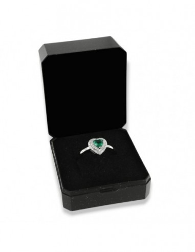 Anello Argento Rodiato Cuore Verde Zirconi Doppia Fila [83fa060f]
