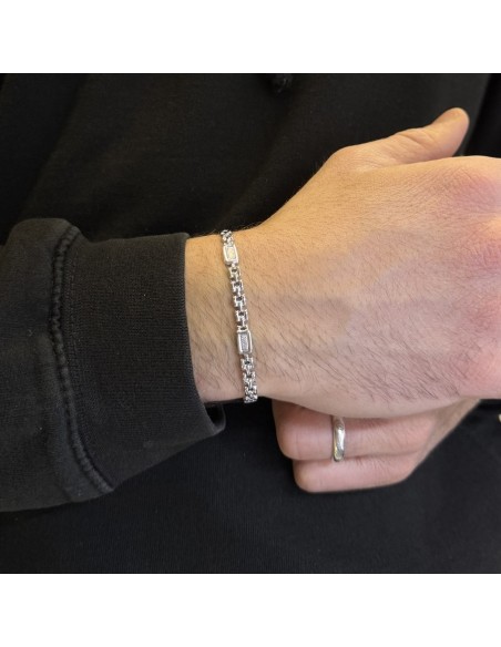 Bracciale Oro Bianco Catena Piastre Unite [5e7a756b]