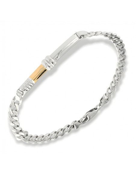 Bracciale Argento Rodiato Piastra Centrale Oro Giallo [ca8a0f60]