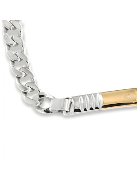 Bracciale Argento Rodiato Piastra Centrale Oro Giallo [6bfdc919]