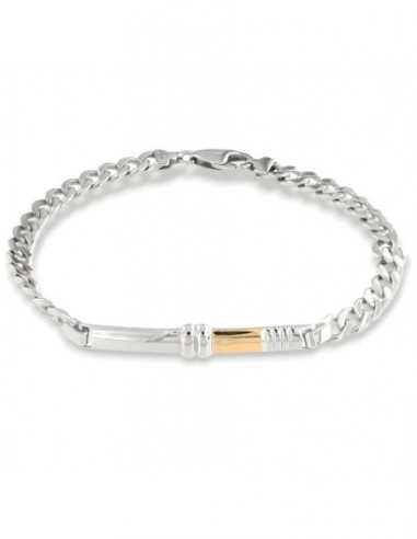 Bracciale Argento Rodiato Piastra Centrale Oro Giallo [6ead8e07]