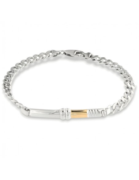 Bracciale Argento Rodiato Piastra Centrale Oro Giallo [6ead8e07]