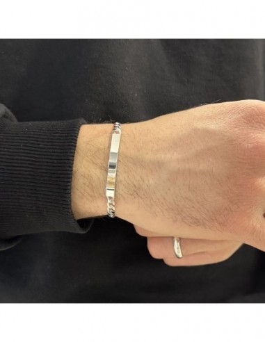 Bracciale Argento Rodiato Piastra Grumetta Sfaccettata [a3e5ac1b]