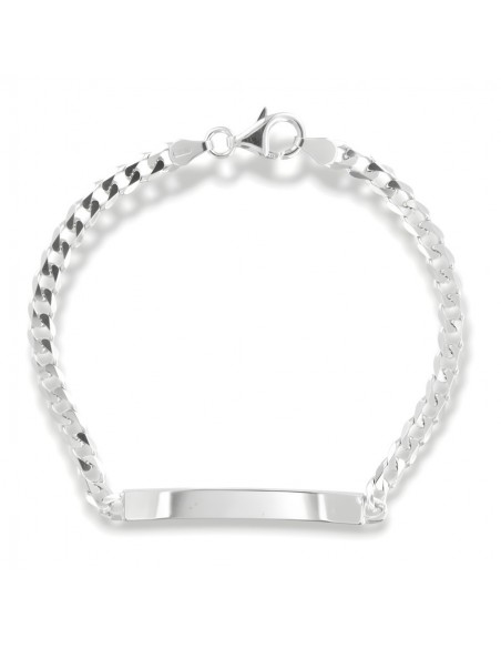 Bracciale Argento Rodiato Piastra Grumetta Sfaccettata [e7df4bdd]