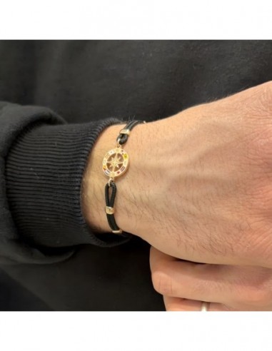 Bracciale Argento Rosato Rosa Dei Venti Laccio Nero [a1d65db5]