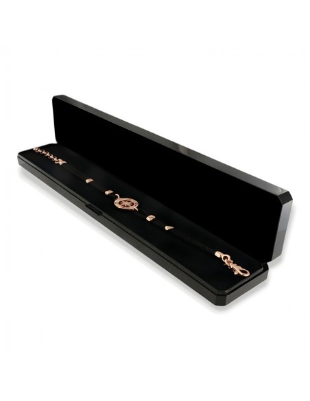 Bracciale Argento Rosato Rosa Dei Venti Laccio Nero [7da059a6]