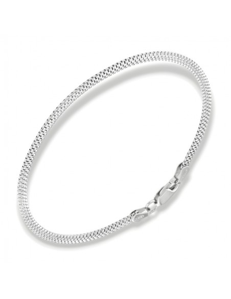 Bracciale Argento Rodiato Maglia Popcorn Piatta [5c4bb598]