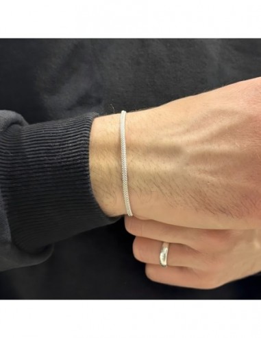 Bracciale Argento Rodiato Maglia Popcorn Piatta [c7e15a37]