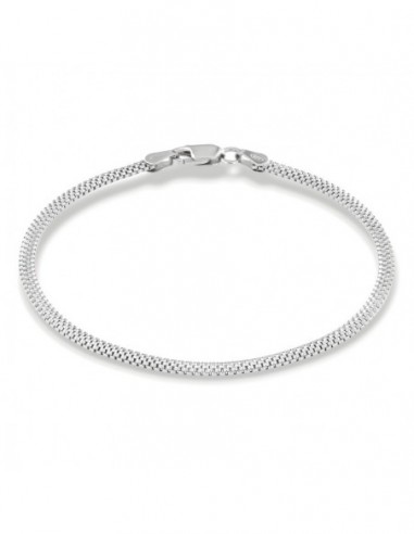 Bracciale Argento Rodiato Maglia Popcorn Piatta [75acdc2d]